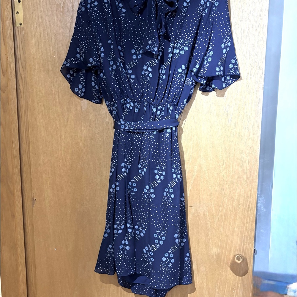 Brooks Brothers 100% Silk Floral Navy Blue Dress - Size 8 - NWT